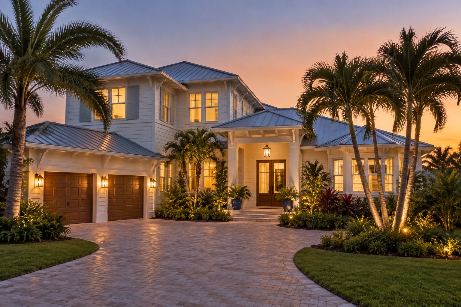 A Naples home at dusk, illustrative
