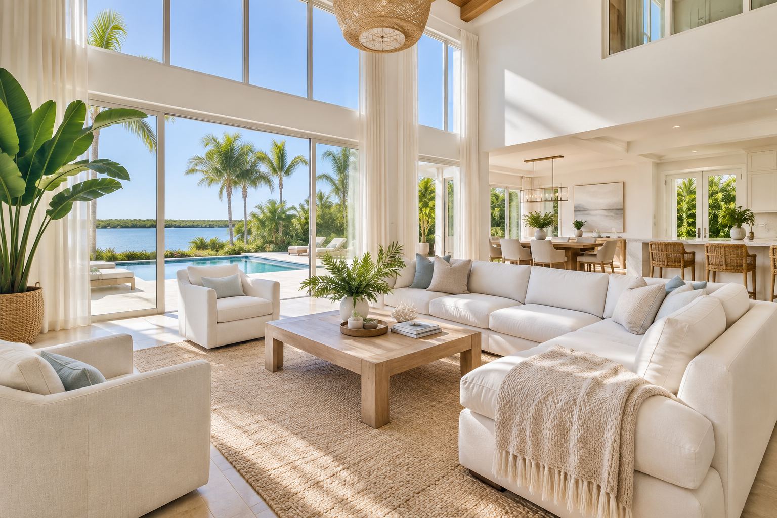 A bright Florida living room, illustrative
